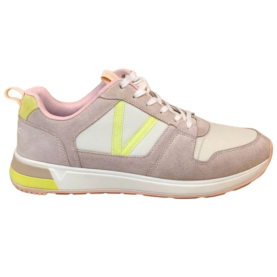 Tênis Vionic Rechelle tamanho 7 feminino camurça marrom e rosa com cadarço Athleisure confortável - Imagem 1 de 4