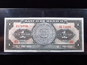 Mexico 1 Peso 1967 Aztec Sun Stone Banco de México World Banknotes Money h4099 - Picture 1 of 3