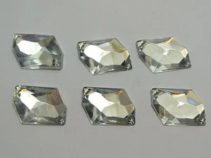 100 botones transparentes de estrás irregulares de acrílico con respaldo plano 13X18 mm para coser cuentas - Imagen 1 de 1