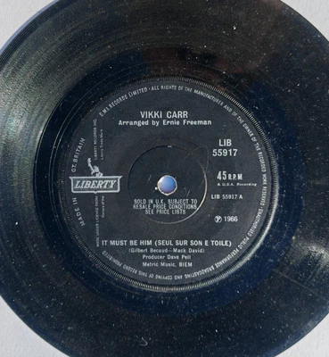 Vikki Carr It Must Be Him (Seul Sur Son E Toile) 7" Single LIB 55917 Vinyl 1966 - Image 1 of 4
