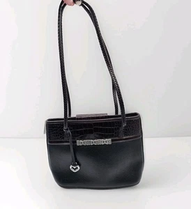 Brighton Leder Schultertasche Handtasche, geflochtene Griffe, silberfarbene Hardware Vintage - Bild 1 von 13