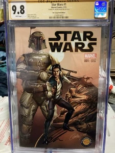 Star Wars #1 2015 CGC 9.8 Signed By Jason Aaron Cargo Hold Variant Boba Fett - Picture 1 of 5