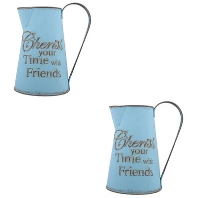  Set of 2 Übertopf Kübel Pflanzkübel Bauernhaus-Pflanzer Rustikaler Eimer - Bild 1 von 4