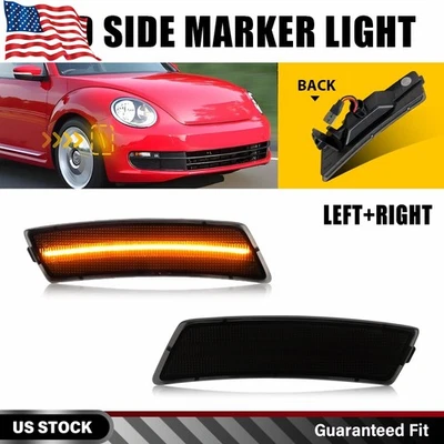 2 дымчатых полностью желтых светодиодных передних габаритных фонаря для Volkswagen Tiguan 2018-2023 годов выпуска - Изображение 1 из 4