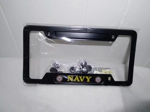 2 piezas marcos de matrícula de aluminio negro de la Marina de los Estados Unidos incluye tornillos y tapas nuevos - Imagen 1 de 4