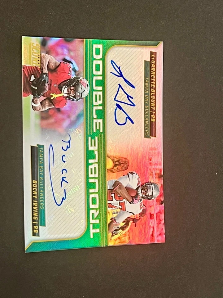 2025 Score LaGarrette Blount Bucky Irving Double Trouble Dual AUTO 065/100 Bucs - Image 1 of 1