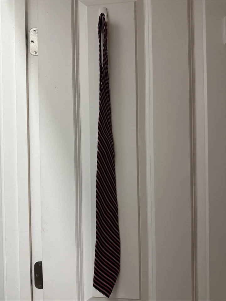 Gravata de seda masculina Nautica listra rosa azul marinho 3,5” largura clássica - Imagem 1 de 4