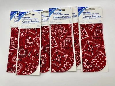 Bondex Red Bandana Iron On Canvas Patch Cotton 6 Packs Of 2 Mend Clothing Crafts - Image 1 of 4