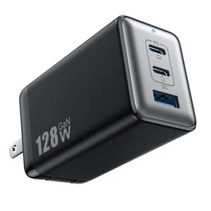128W USB C Ladegerät, GaN III 3-Port Schnellladestation, PD QC Faltbar C... - Bild 1 von 7