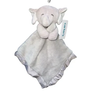 Carters Grey Gray Elephant Security Blanket Soft Velour Satin Lovey Lovie NWT - Picture 1 of 4