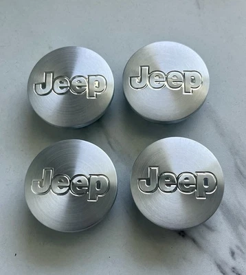 4x 55mm 2.16In Brushed Metal Silver Wheel Center Caps Fits 2002-11 Jeep Models - Image 1 of 4