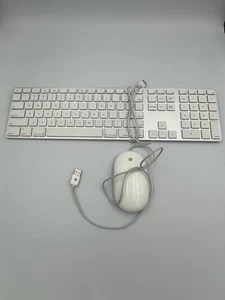 Apple A1234 USB Wired Aluminum Keyboard and Apple A1152 Wired Mighty Mouse Works - Picture 1 of 6