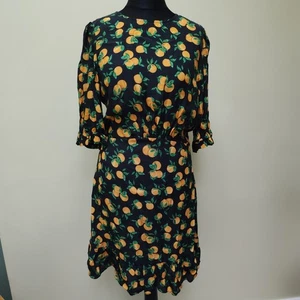 NOBODYS CHILD Serena mini Orange Print fruit summer Dress UK Size 14 black orang - Picture 1 of 21