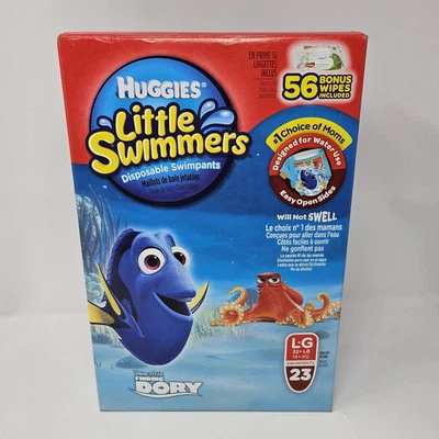 Одноразовые купальники Huggies Little Swimmers большие 32+ фунта упаковка 23 бонусные салфетки - Изображение 1 из 4