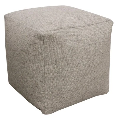 Remi Pouf in Handwoven Contemporary Silver Wool - Image 1 of 3