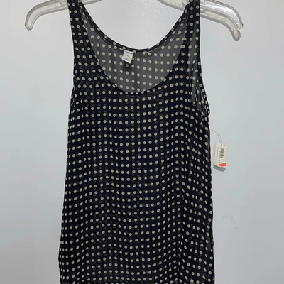 Old Navy Women's Black White Chiffon Polka Dot Scoop Neck Tank Top NWT — 第 1/4 张图片