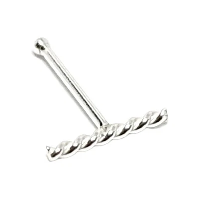 Borchia naso barra spirale barra a T 6 mm filo tornito 22 g (0,6 mm) argento ... - Immagine 1 di 4