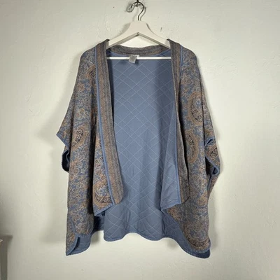 J. Jill Womens Boho Chic Paisley Reversible Quilted Kimono Cardigan Sweater S-L - Image 1 of 4
