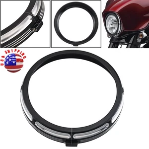 7'' Motorbike Front Headlight Headlamp Trim Ring For Harley Street Glide Electra - Picture 1 of 13