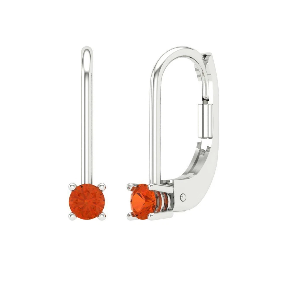 Aretes de circonita roja para mujer, palanca trasera (0,2 cttw, 3,0 mm, corte redondo) Foto 1 de 1