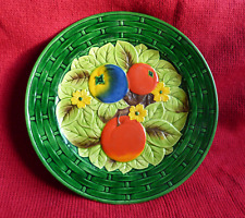 Vintage Maruhon Ware Plate Fruit Flowers Basket Weave Pattern 21cm Made in Japan