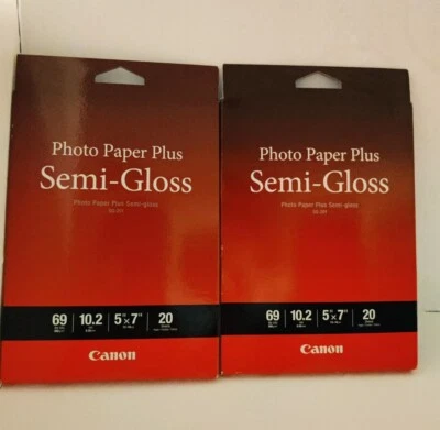 Two packs- Canon SG-201 Photo Paper Plus Semi-Gloss (5 x 7", 20 Sheets) - Image 1 of 2