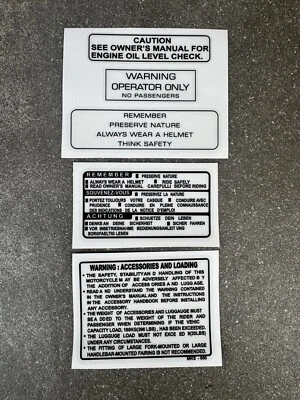 Juego de calcomanías / kit de pegatinas / gráficos Honda XL200R Safety ADVERTENCIA Foto 1 de 3