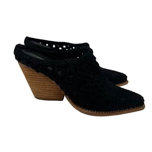 Jeffrey Campbell Mules Pointed Toe Crochet Stacked Heel Leone Size 7.5 Bohemian - Picture 1 of 10
