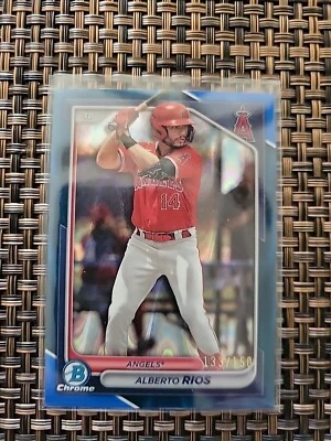 2024 Bowman Chrome Alberto Rios Blue RayWave Refractor 133/150 #BCP-98 - Angels - Image 1 of 4