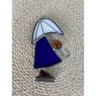 Hand Crafted Stain Glass Girl with Umbrella Window Hanger