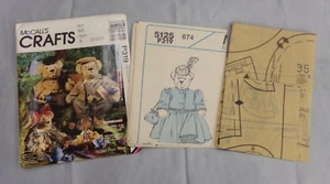 CRAFTS UNCUT MCCALLS P319 Sewing Pattern STUFFED ELDERBEARIES TEDDY BEAR CLOTHES - Picture 1 of 2