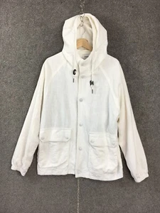 MARCS anorak jacket size M white cotton hooded long sleeve lined pockets casual - Picture 1 of 20