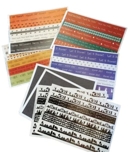 8 Seiten AKTUELLE Aufkleber 8,5x11_ schwarze Wirbel & Bordüren (Chr, Thnksgv, Hhlwn, Wntr) Neu in Verpackung - Bild 1 von 9