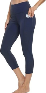 ** KCUTTEYC **HIGH WAISTED CAPRI YOGA PANTS ' NAVY BLUE LEGGINGS ' MEDIUM - Picture 1 of 3