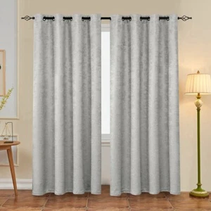 Subrtex 2PCs High Blackout Curtains Embossed Livingroom Bedroom Window Drapes - Picture 1 of 46