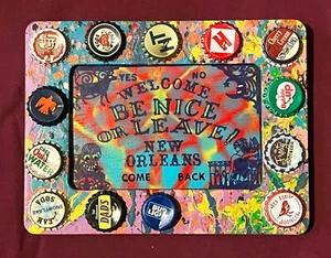 BE NICE OR LEAVE Classic New Orleans Louisiana OUIJA Board Sign Folk Art DR. BOB - Picture 1 of 2