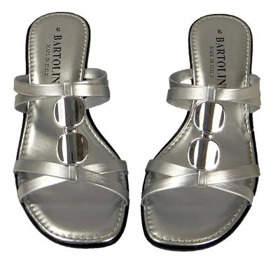 Nuevas Sandalias Para Mujer Bartolini Plateadas Medianas Sin Cordones con Tiras Zapatos Informales Roma-4 Foto 1 de 3
