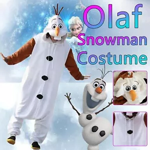Adult Kids Frozen Olaf Snowman Kigurumi Animal Onesie Pajamas Costume Sleepwear - Picture 1 of 16