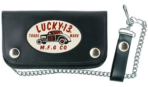 Authentic LUCKY 13 MFG 13 Patch Genuine Leather 6" Chain Wallet NEW - Picture 1 of 1