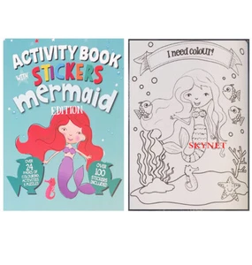 Children's Kid's Boys Girls COLOURING ACTIVITY Book MERMAID Edition 100 STICKERS - Picture 1 of 5