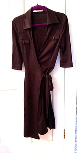 Gorgeous Diane Von Furstenberg Tie Waist Wrap Wool Brown Dress Sz 8 - Picture 1 of 6