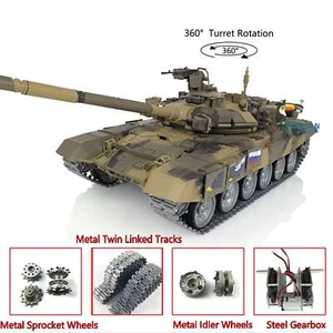 2.4G Henglong 1/16 Russland T90 RC RTR Tank 3938 360°Turret Metall Straßenräder - Bild 1 von 12
