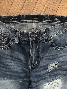 AFFLICTION Blue Jeans Men 34 X 34 Cooper Straight Denim Black Premium Distressed - Picture 1 of 4