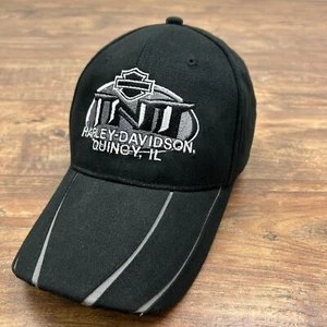 Harley Davidson Embroidered Black Hat Cap One Size Adjustable Quincy, IL TNT - Picture 1 of 10