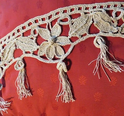 GALONS d'ORNEMENT anciens DENTELLE au CROCHET Macramé en FIL LIN BIS - Photo 1/4