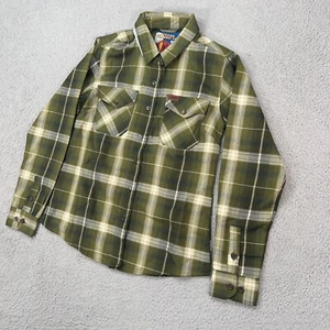 Dixxon Hemd Damen Medium grün kariert Knopf Druckknopf Flagstaff Flanell - Bild 1 von 8