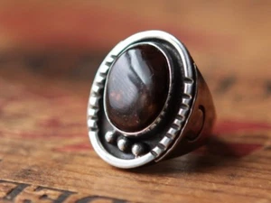 Vtd Sterling Silver Fire Agate Horseshoe Handmade Men's Ring 24.5 g Sz 11 3/4-12 - Picture 1 of 12