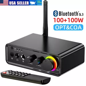 Bluetooth 5.3 Power Amplifier 2.0 Audio Stereo 100Wx2 200W with Optical Coaxial - Picture 1 of 7
