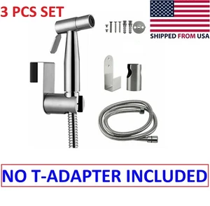 Stainless Steel Handheld Bidet Sprayer Shower Toilet Shattaf Adapter Hose kit BC - Picture 1 of 7