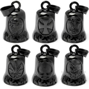 Campana de moto negra campana de motorista de acero inoxidable amuleto de la suerte motorista regalo - Imagen 1 de 20